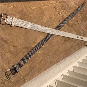 Two bedazzled belts, silver, black